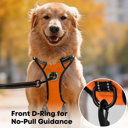 No Pull Dog Harness Large, Reflective Vest with Front Clip & Handle