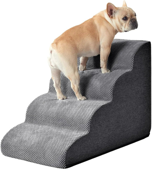 Foam pet stairs with removable fleece cover