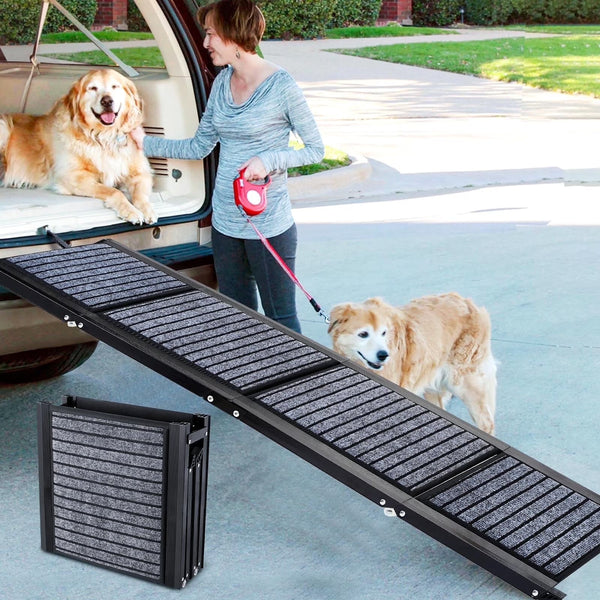 67-inch folding aluminium dog car ramp with non-slip surface
