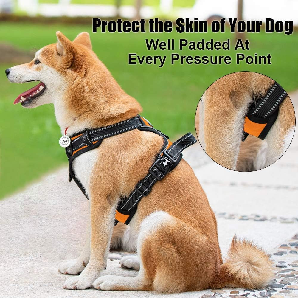 No Pull Dog Harness Large, Reflective Vest with Front Clip & Handle