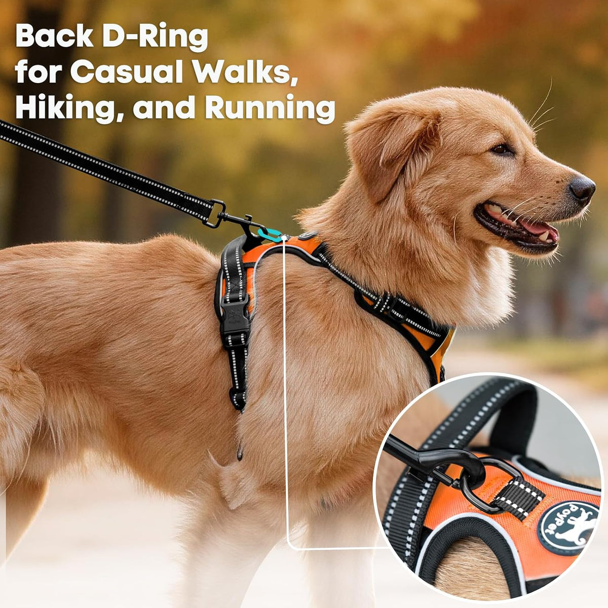 No Pull Dog Harness Large, Reflective Vest with Front Clip & Handle