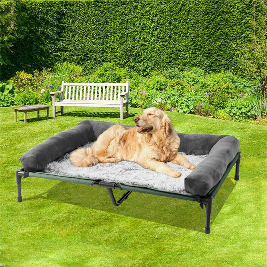Dog resting on the raised cooling lounger