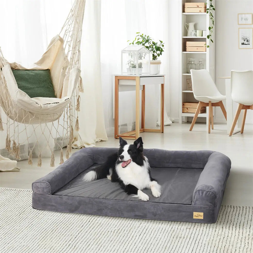 Grey orthopedic foam mattress dog bed, extra large
