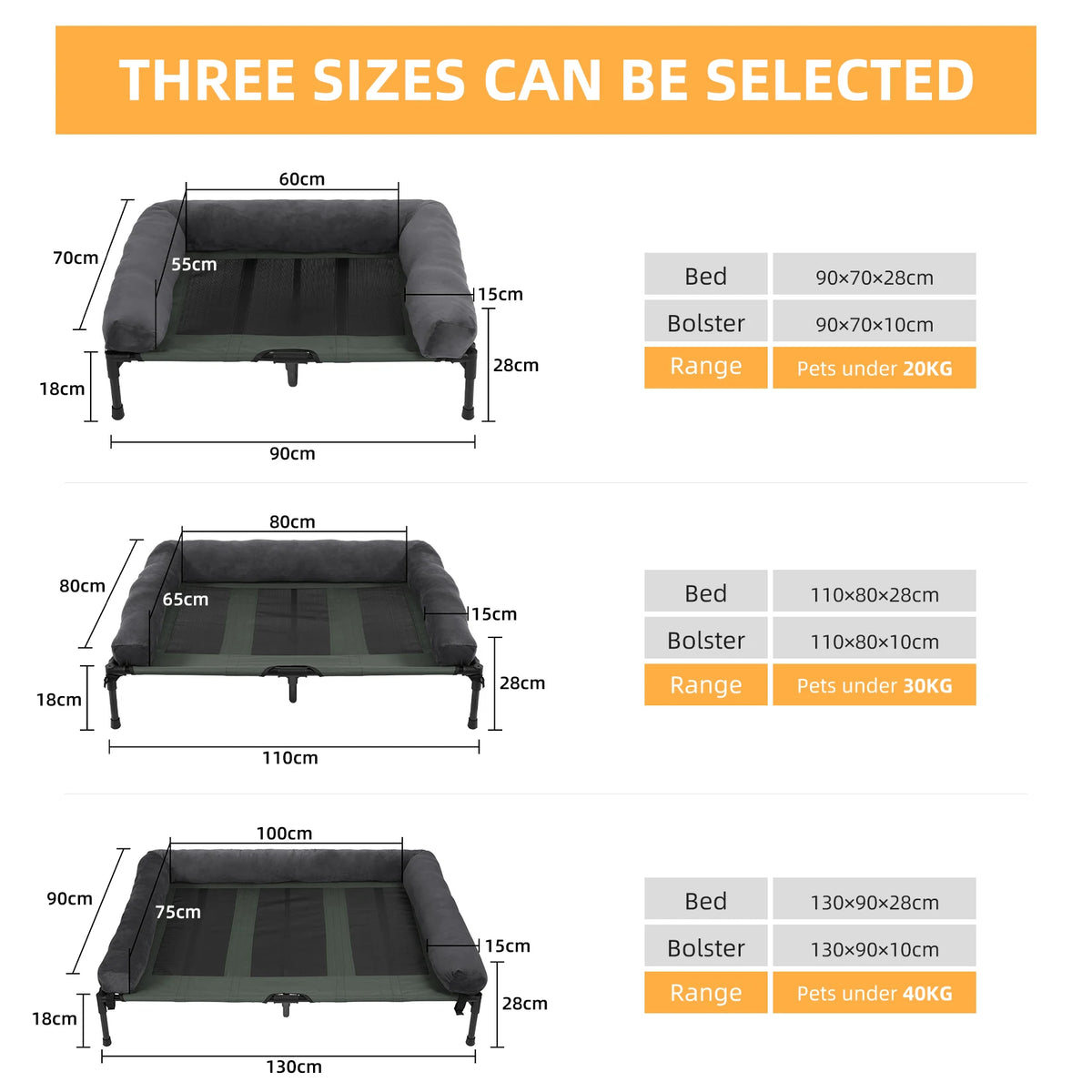 Breathable mesh deck of the elevated dog bed, close view