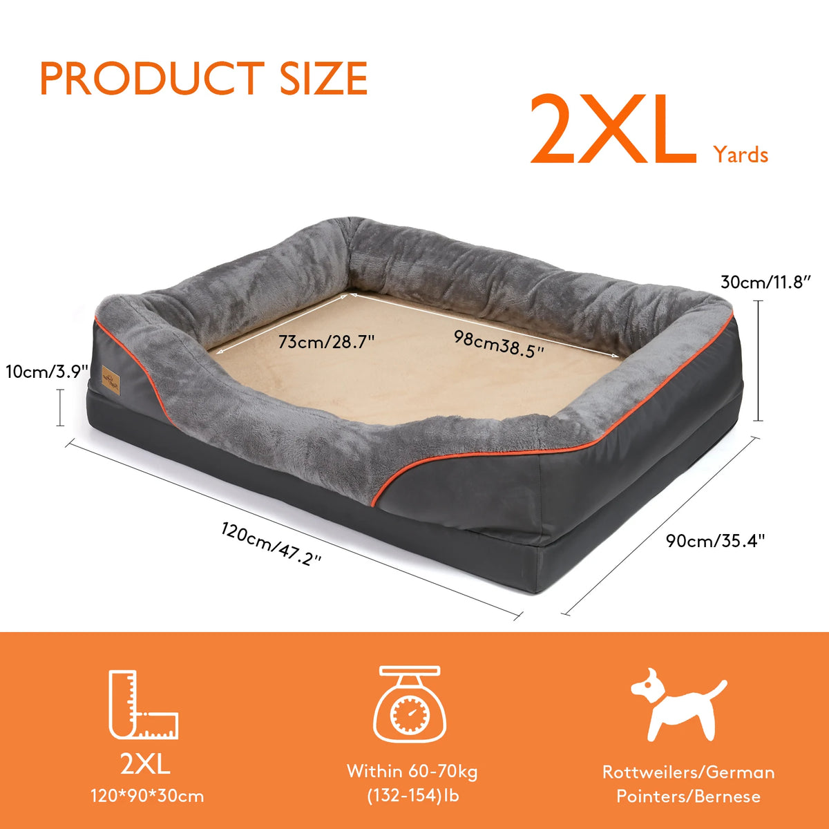 Waterproof mattress layer inside the bolstered dog bed