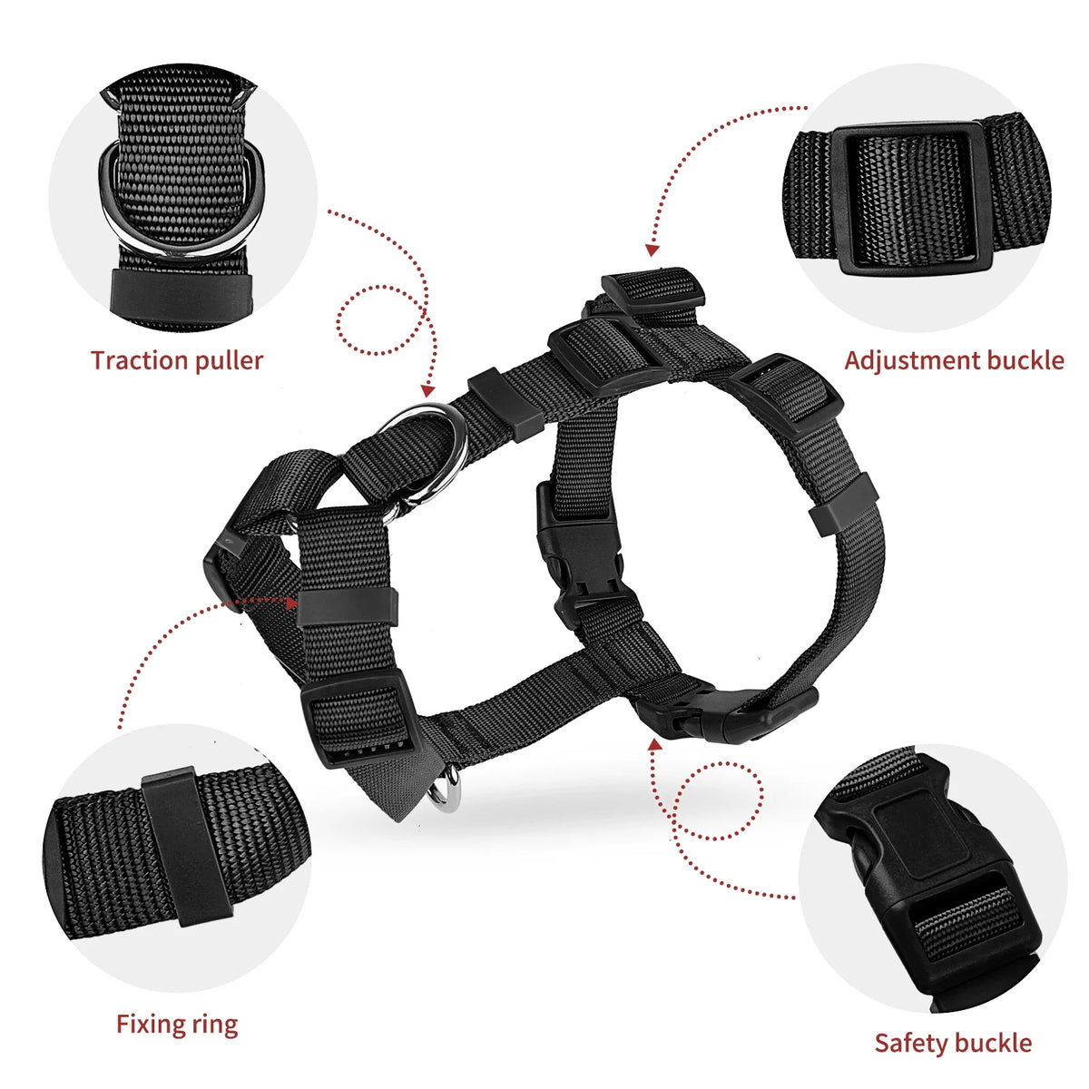 No Pull Dog Harness Soft Basic Nylon Adjustable Dog Vest Easy Walking Harness