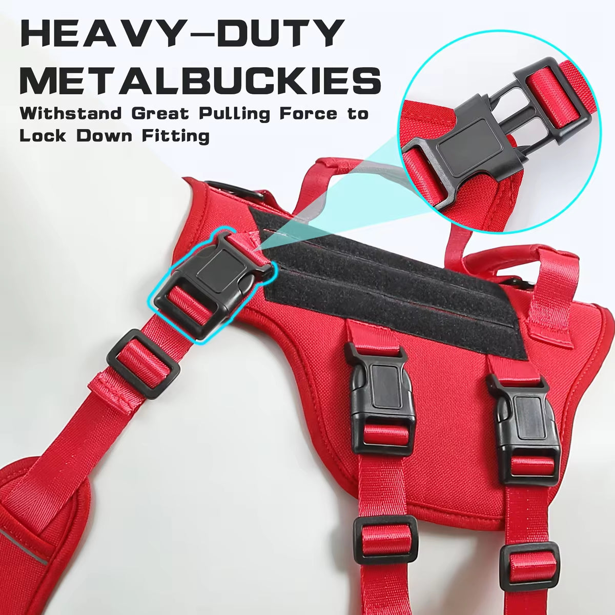 Tactical-style dog harness in 1000D nylon with a top control handle