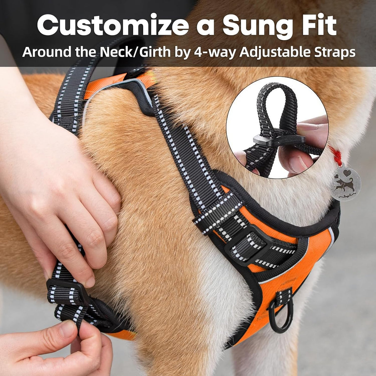 No Pull Dog Harness Large, Reflective Vest with Front Clip & Handle